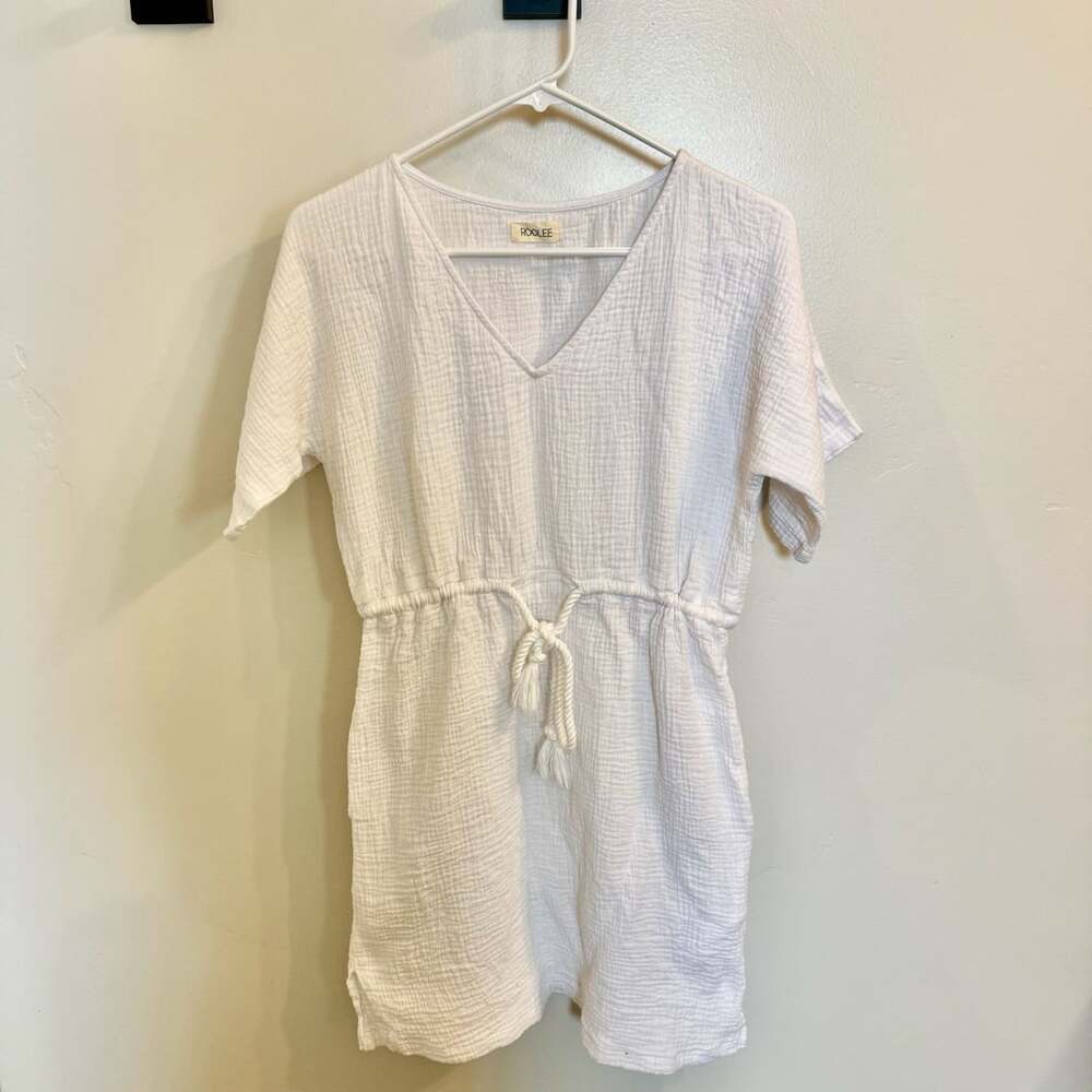 ROOLEE Shine Dress White muslin Cotton Size S Drawstring Pockets